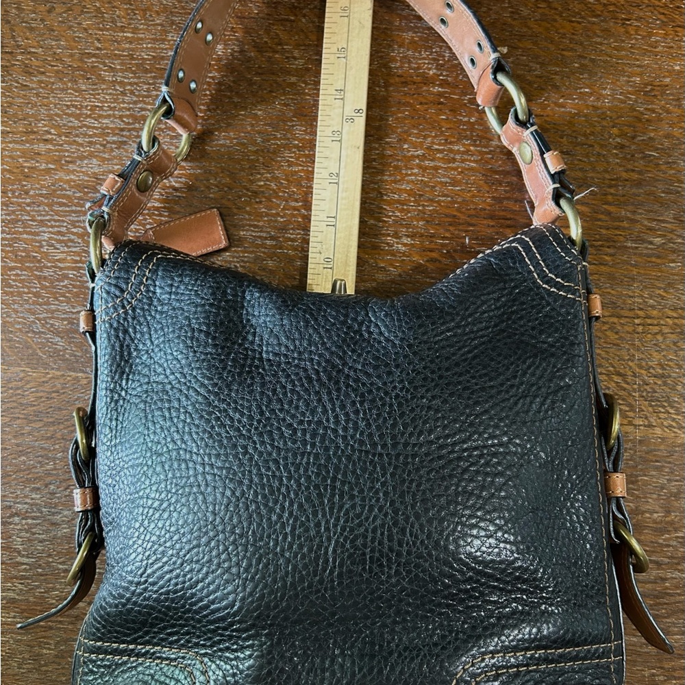 Coach Black Pebble Leather Shoulder Bag -Grommets Rare #10958